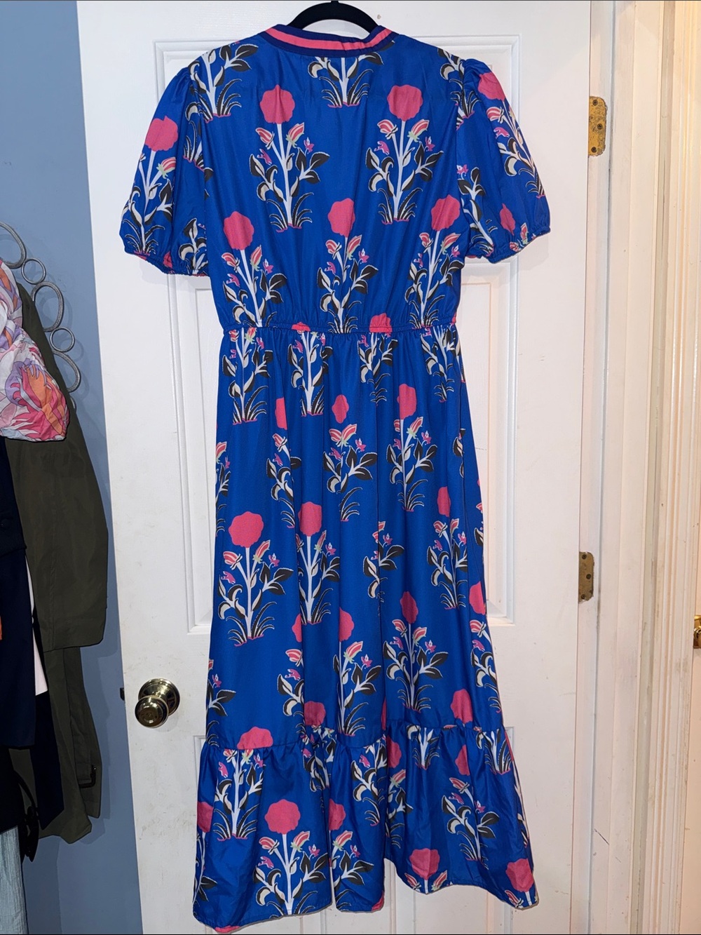 SHEIN Royal Blue Maxi Dress with Pink Floral Print - Picture 2 of 3